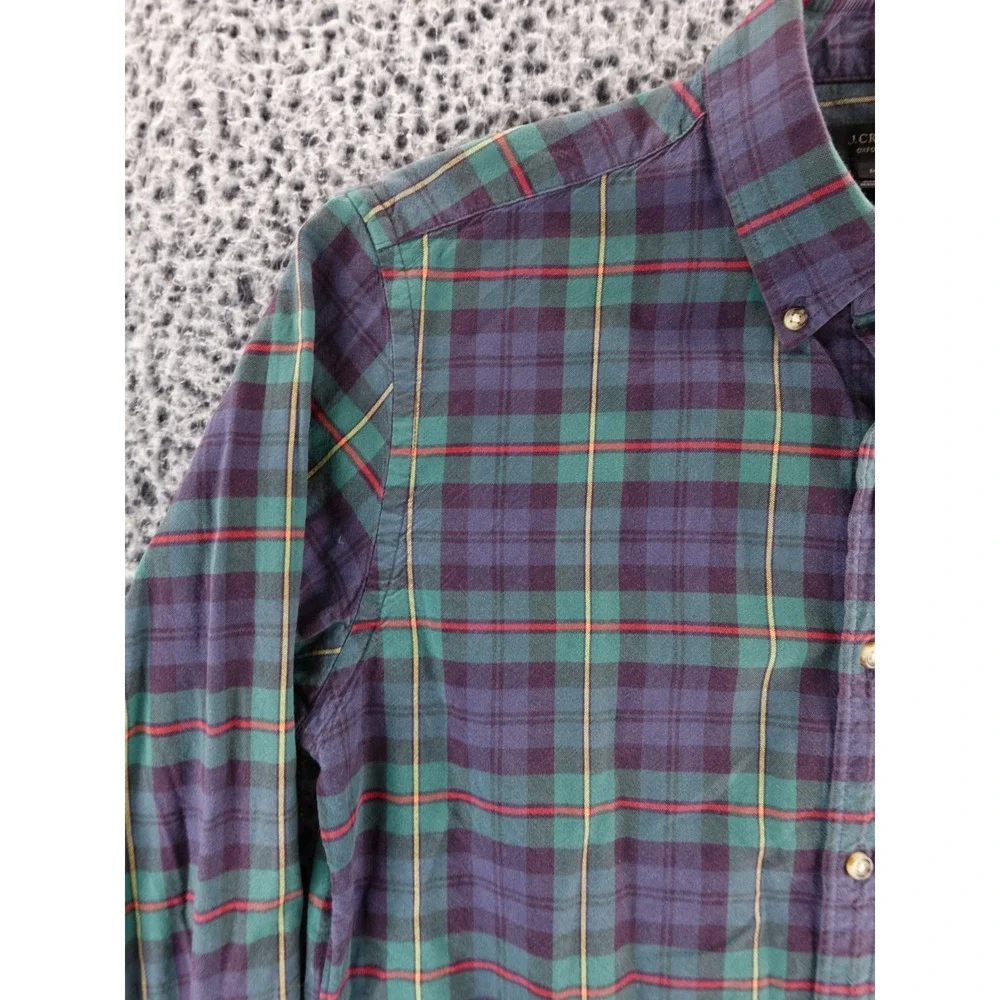 J.‎ Crew Oxford Plaid Button Down Shirt Long Sleeve Men's Size M Blue Green Red